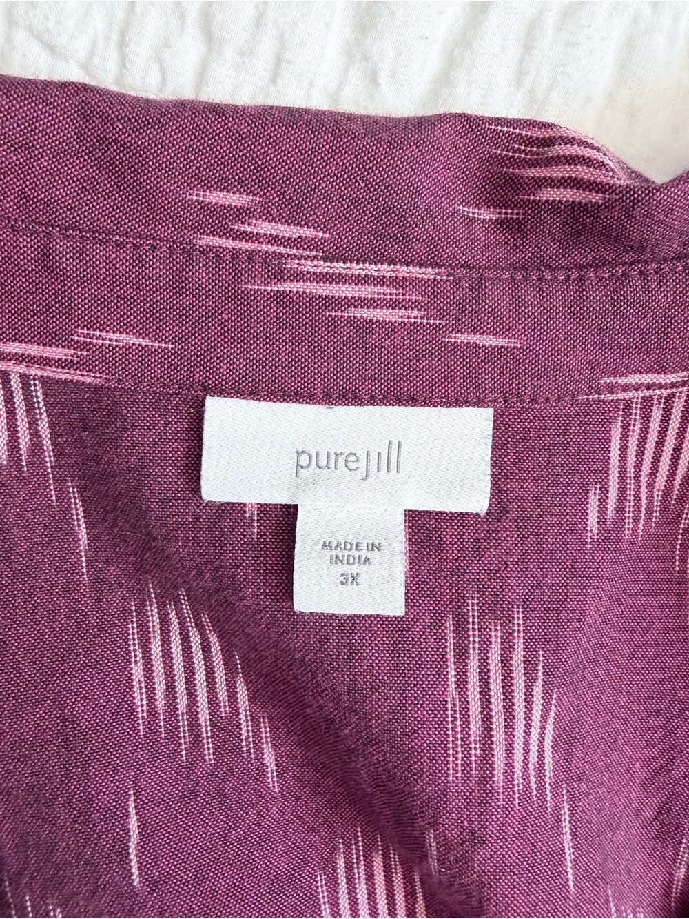 PureJill Relaxed Button Down Shirt Fuschia Purple 100% Cotton Cover Up 3X - Picture 7 of 8